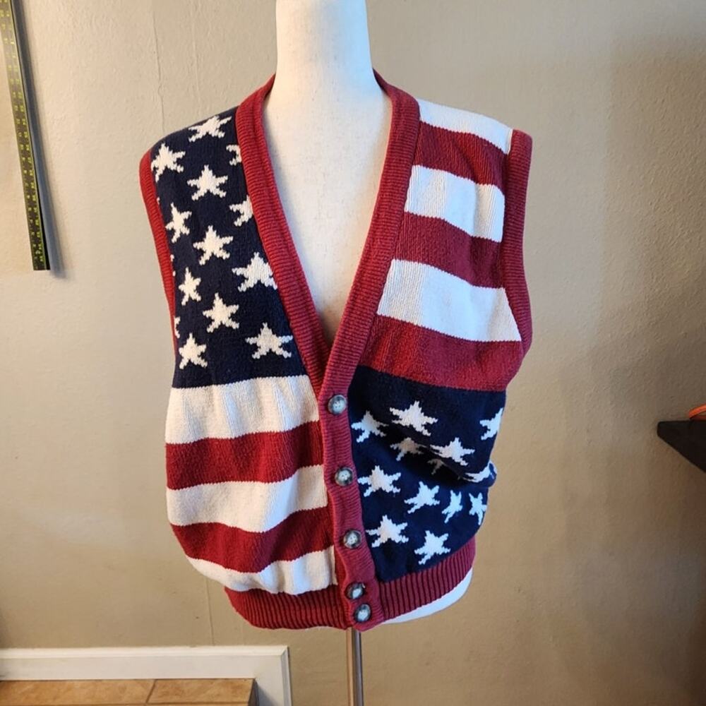 Structure American Flag Patriotic Sweater Vest SZ Medium Election